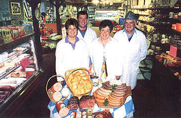 Judy, Steve, Kathe & Fred with Aufschnitt Display in the Retail Store.
