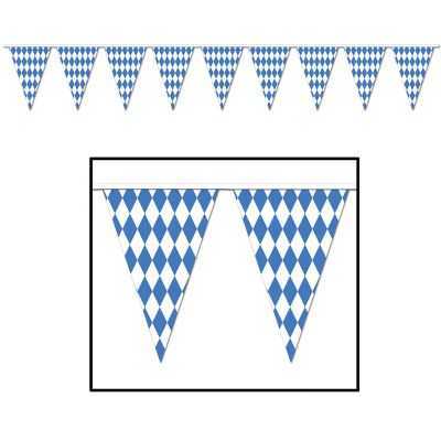 Oktoberfest Bavarian Pennant Banner Checkered 30ft