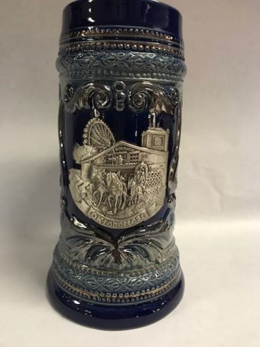 Bier stein Oktoberfest Draft Horses no lid BLUE S780