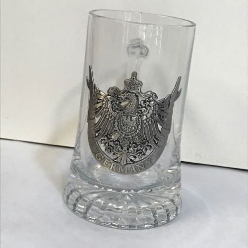 Glass 1/2 liter beer stein Germany Eagle crest #S952